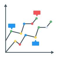A flat icon of line graph vector