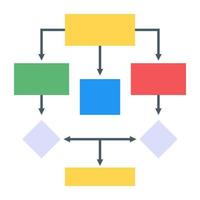 un icono moderno de infografía de diagrama de flujo en diseño plano vector