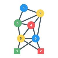 A binary tree diagram icon in flat design vector