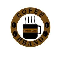 Circular Coffee brand logo design with cup and Bean icon inside vector