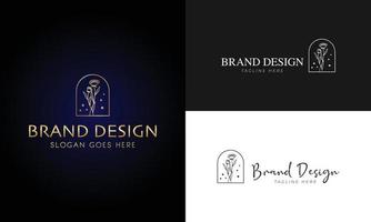 logotipo dibujado a mano con elementos florales botánicos con flores silvestres y hojas. logo para spa y salón de belleza, boutique, tienda orgánica, boda, diseñador floral, interior, fotografía, cosmética. vector