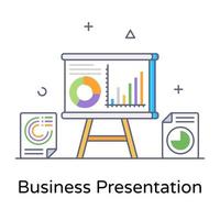 Flat outline icon of business presentation vector