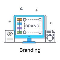 Branding icon of flat outline conceptual style, vector