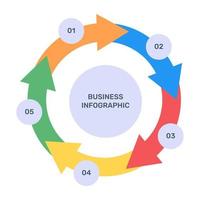 A modern infographic showing multi pie chart in flat icon vector