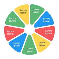 una infografía moderna que muestra un gráfico circular múltiple en un icono plano vector