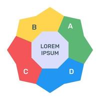 una infografía moderna que muestra un gráfico circular múltiple en un icono plano vector