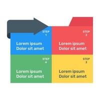 Business data representation through arrows infographic in flat icon vector