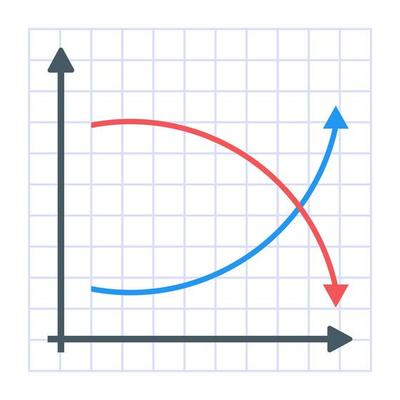 A flat icon of line graph