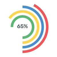 una infografía moderna que muestra un gráfico circular múltiple en un icono plano vector