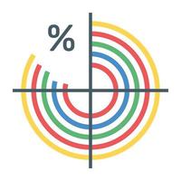 una infografía moderna que muestra un gráfico circular múltiple en un icono plano vector