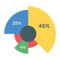 A modern infographic showing multi pie chart in flat icon vector