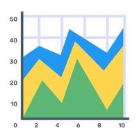 A flat icon of stacked area graph, editable design vector