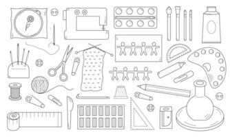 Hand drawn images of crafts and hobbies. Creative activities for development vector