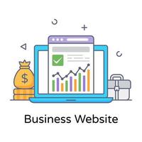 Business website icon in perfect flat outline stye vector