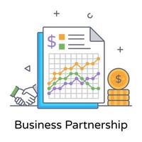 Editable flat line design icon of business partnership vector