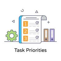 Editable flat outline design of task priorities vector