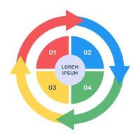 una infografía moderna que muestra un gráfico circular múltiple en un icono plano vector