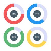 A modern infographic showing multi pie chart in flat icon vector