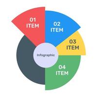 A modern infographic showing multi pie chart in flat icon vector