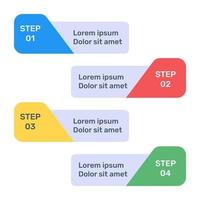 icono de infografía de etiquetas de paso en diseño plano vector