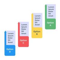 Business data representation through arrows infographic in flat icon vector