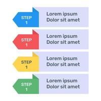 icono de infografía de etiquetas de paso en diseño plano vector