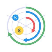 A modern infographic showing multi pie chart in flat icon vector