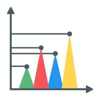 A layered graph icon in flat design vector