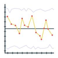 icono plano de gráfico de líneas, concepto de informe financiero vector