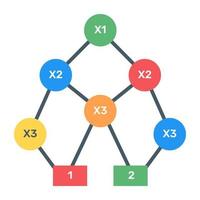 A binary tree diagram icon in flat design vector