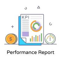 Editable flat outline design of performance report icon vector