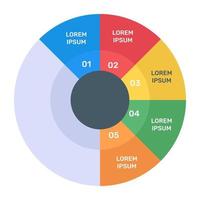 una infografía moderna que muestra un gráfico circular múltiple en un icono plano vector