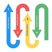 trazando en una dirección etiquetada, icono plano del diagrama de información vector