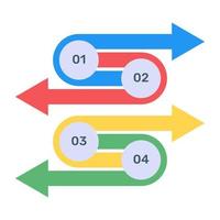 trazando en una dirección etiquetada, icono plano del diagrama de información vector