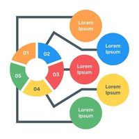 A modern infographic showing multi pie chart in flat icon vector