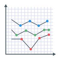 un icono plano de gráfico de líneas vector