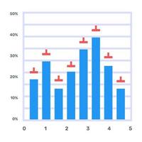 icono plano de gráfico de líneas, concepto de informe financiero vector