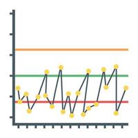 icono plano de gráfico de líneas, concepto de informe financiero vector