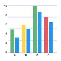 A flat editable icon of pareto analytics vector