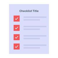 A flat vector of checklist template, editable design