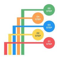 trazando en una dirección etiquetada, icono plano del diagrama de información vector