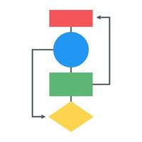 An algorithm chart icon in flat editable design vector