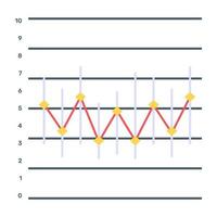 icono plano de gráfico de líneas, concepto de informe financiero vector