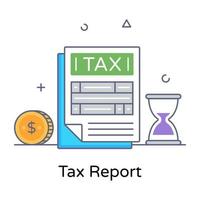 Tax report flat outline icon vector