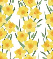 Vector seamless pattern of narcissus flowers. Daffodils. Textiles and wrapping paper