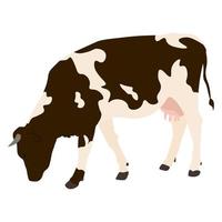 la vaca se ve en un estilo plano vector