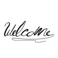 welcome lettering sign with doodle handdrawing style vector