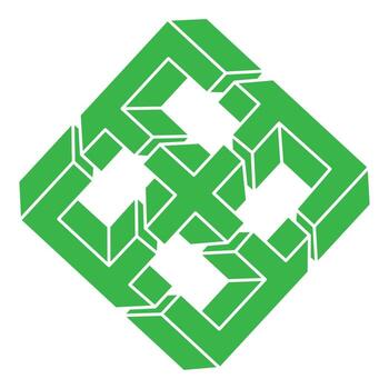 Optical illusion logo. Impossible shapes. Sacred geometry figure. Abstract eternal geometric object. Impossible endless outline shapes. Optical art. Impossible geometry shape on a white background. vector