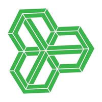 Impossible shapes, optical illusion, vector. Optical art green objects. Logo. Geometric figures. vector