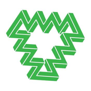 Optical illusion logo. Impossible shapes. Sacred geometry figure. Abstract eternal geometric object. Impossible endless outline shapes. Optical art. Impossible geometry shape on a white background. vector